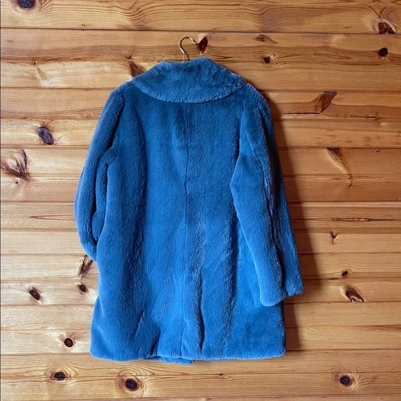 J. Crew Blue Faux Fur Coat - Picture 4 of 7